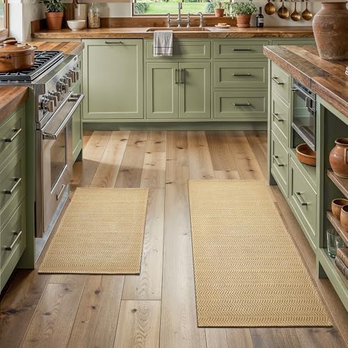 MatEssenz Kitchen Rugs Set of 2, Absorbent Low Profile Sink Runner, Durable by MatEssenz