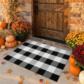 SEEKSEE Fall Decor Buffalo Plaid Outdoor Rug 2' x 3' Black and White Front Door by SEEKSEE
