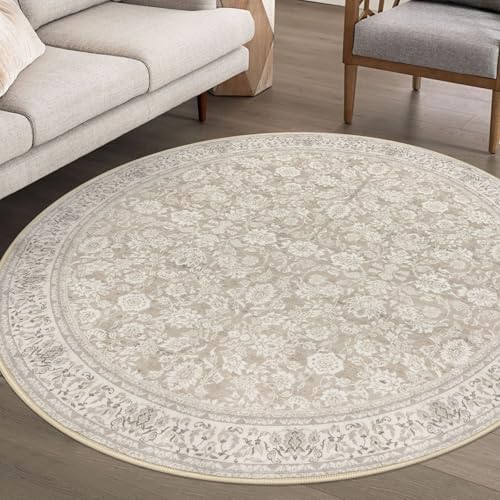 SIILOOM Washable 6ft Circle Round Rug, 6x6 Non-Slip Soft Circular Area Rugs by SiiloomRug