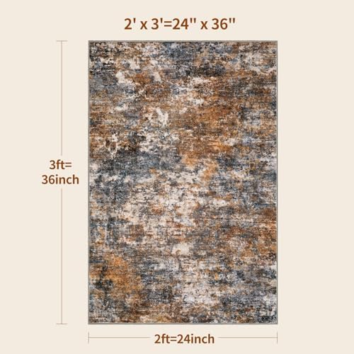 Tangsoo Abstract 4x6 Washable Area Rug, Modern Non Slip Rugs - Image 2