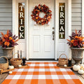 Fall Door Mat 2'4" x 3'7" Orange and White Bufflao Plaid Rug Layered Mat by BOTTA