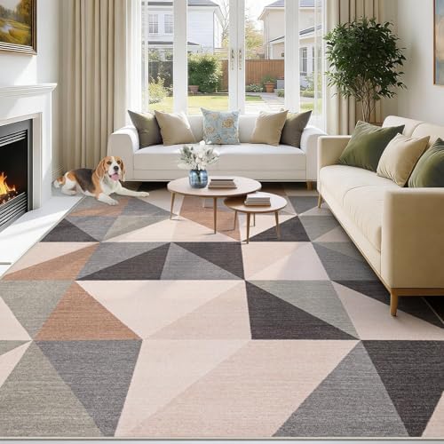 Washable Rug 9x12 Area Rugs: Modern Geometric Area Rug - Image 5