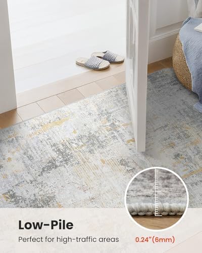 6x9 Area Rug Living Room, Modern Abstract Washable Indoor Carpet Beige - Image 7