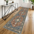KUTA Vintage Washable Runner Rug 2x8 Brick Red Runners by KUTA
