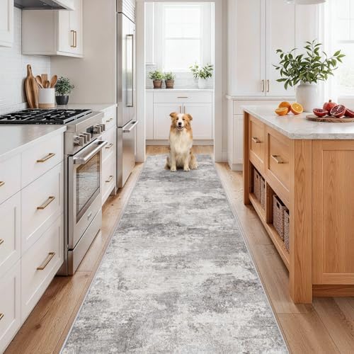 Washable 3x12 Hallway Runner Rug: Washable Non Slip Carpet Grey - Image 3