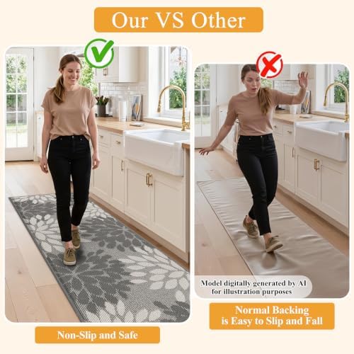 HEBE Washable Hallway Runner Rug 2x6, High-Low Textured Kitchen Rug Runner - Image 5
