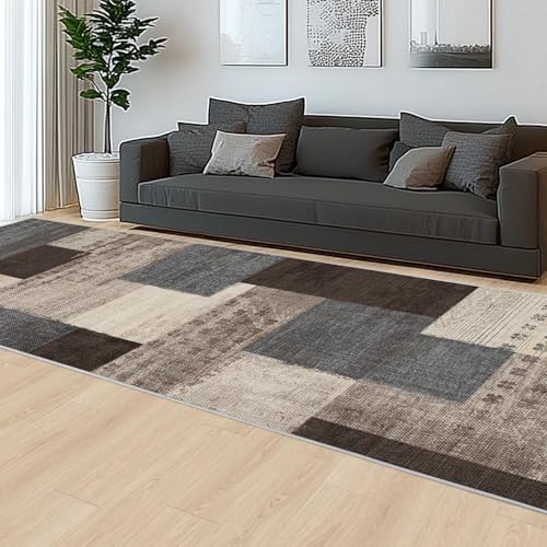 Modern Geometric Patchwork Indoor Blue Runner Rug - Image 6