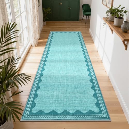 GarveeHome Scalloped Teal 2x6 Runner Rug - Image 2