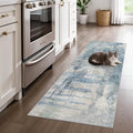 Modern Abstract Runner Rug 2x5: Washable Non Slip Hallway Runner Blue by BYYVOORugsforYourHome