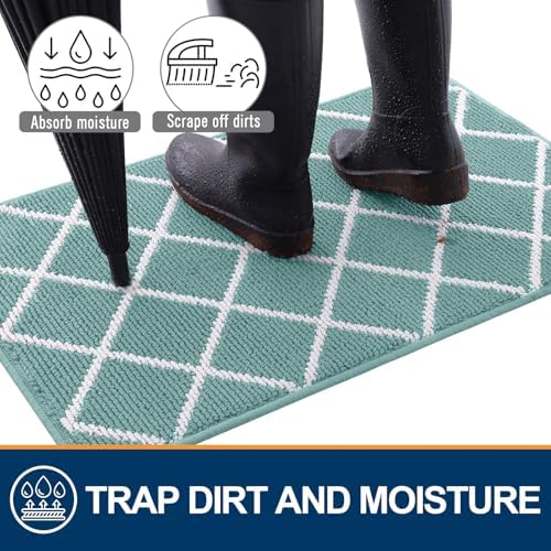 Finchitty Indoor Door Mat, Dirt Resistant Doormat, Sage Green - Image 2