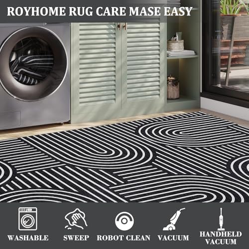 ROYHOME Modern 6ft Round Washable Rug - Image 5