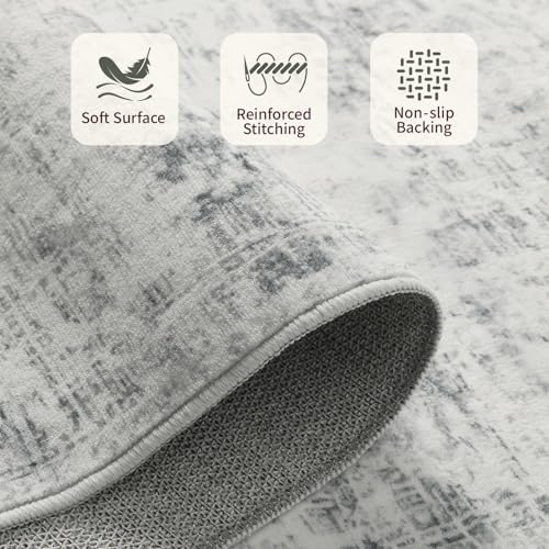 Rugxara Grey Area Rugs 5x7 Washable Rug - Image 5