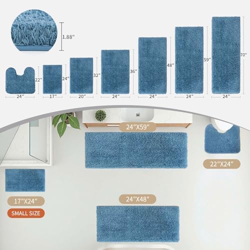 Disolla Toilet Rug 22x24 Blue, Soft Toilet Mat U-Shaped Washable - Image 4