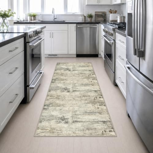 3x8 Washable Runner Rug：Modern Abstract Soft Carpet Ash Brown - Image 5