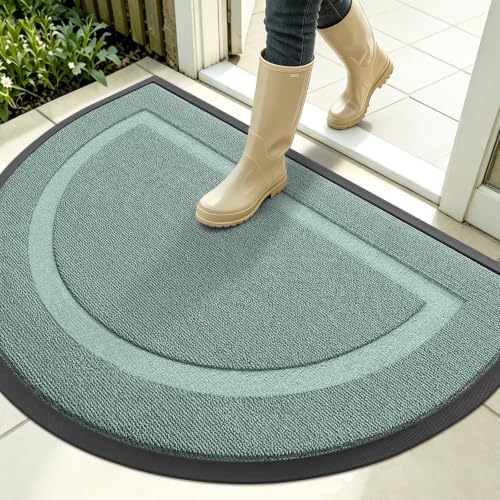 OLANLY Half Circle Front Door Mat Outside 35x23 All-Season Rubber Doormat by OLANLY