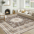 cotiled 9x9 Area Rug for Living Room, Traditional, Dark Brown by COTILED