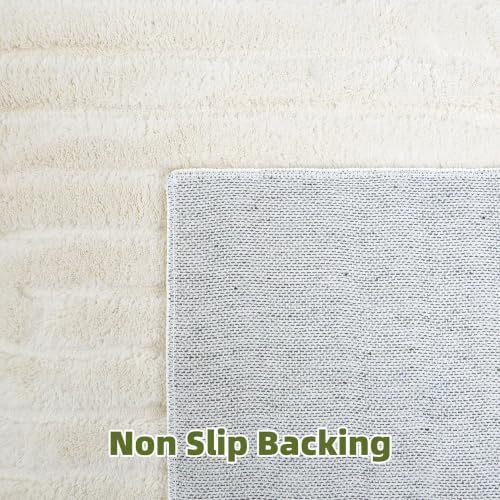 Beige Solid Area Rug 6x9, Washable Rugs - Image 6