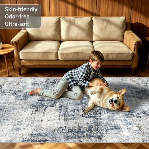 Machine Washable Runner Rugs 3x7 Modern Abstract Rug Midnight Sky - Image 6