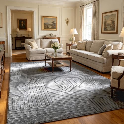 5x7 Solid Grey Area Rugs for Living Room, Washable Soft Bedroom Rug - Image 5