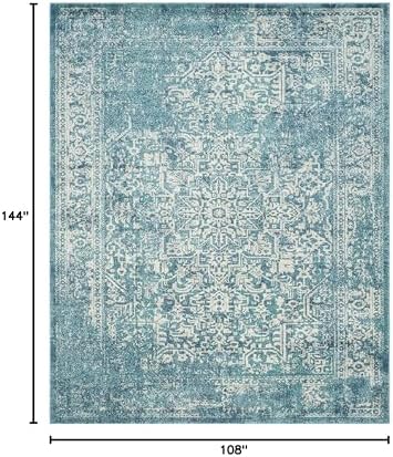 SAFAVIEH Evoke Area Rug 9x12, Large Blue & Ivory EVK256C - Image 2