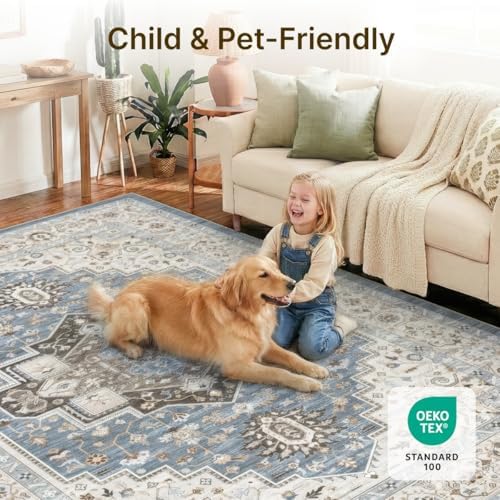 Washable 4'x6' Vintage Area Rug - Image 4