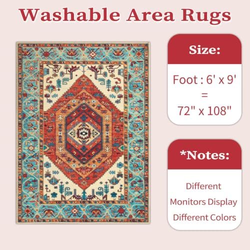 SERISSA 6x9 Washable Non Slip Boho Area Rug - Image 6
