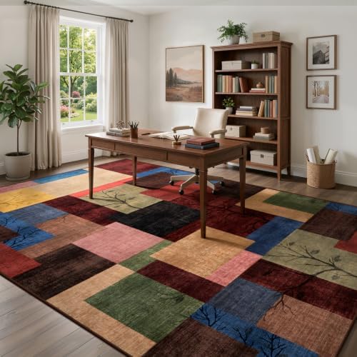 Large Area Rugs for Living Room, Modern Geometric Patchwork Carpet Non-Slip - Image 5