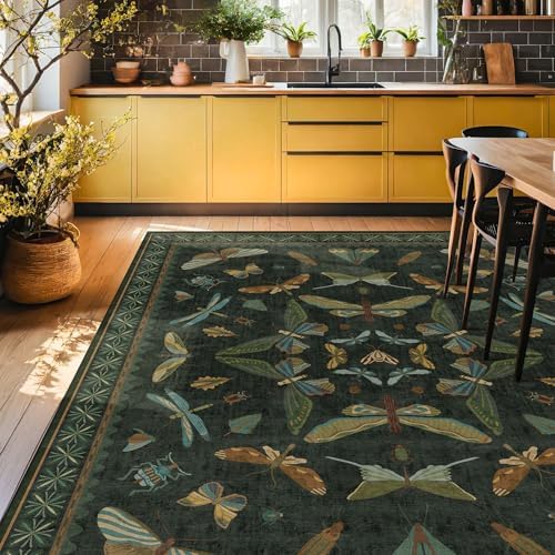 Hazo Haus Dark Green Insect Area Rugs 8x10 - Image 3
