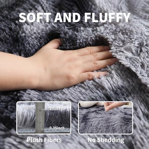 Dark Grey Fluffy Shag Rug 2x3 - Image 4