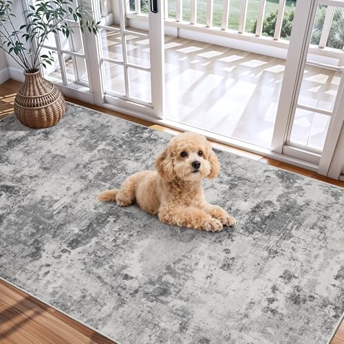 3x5 Rug Entryway Washable Abstract: Non Slip Runner by HILORUUG