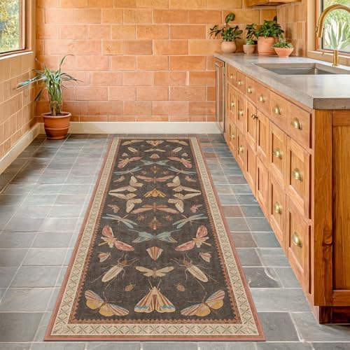 Brown 2x5 Runner Rug, Washable Non Slip Carpet by HazoHaus