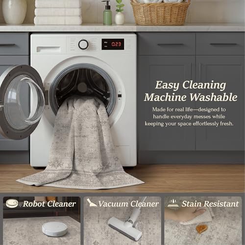 TALANOVA Greige 5x7 Washable Area Rug - Image 4