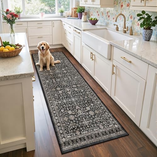 Grey Hallway Runner Rug 3x7 for Bedroom Kitchen - Image 3