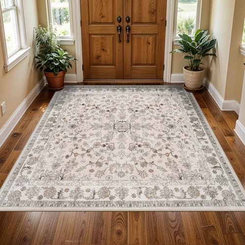 5x5 Square Washable Rug for Living Room: Non Slip Indoor Entryway Foot Carpet by BYYVOORugsforYourHome