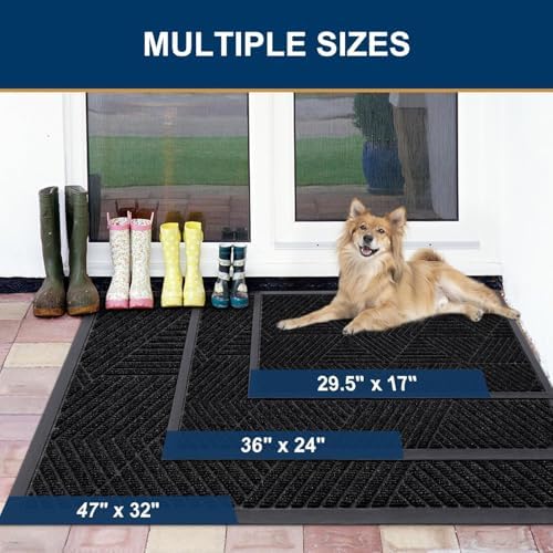 Smiry Front Door Mat Outside Entrance, Low Profile Rubber Doormat - Image 2