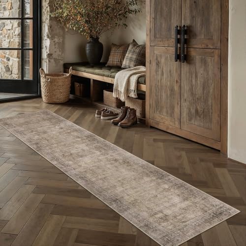 HUGEAR Taupe 2x8 Neutral Runner Rugs by HUGEAR