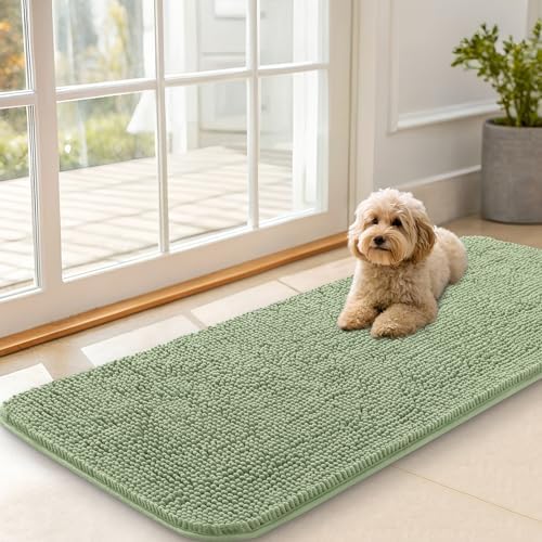 OLANLY Dog Door Mat for Muddy Paws 47x20, Super Absorbent Chenille Mud Mat by OLANLY