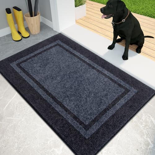 PURRUGS Dirt Trapping Indoor Door Mat, Bluish Grey & Charcoal by PURRUGS