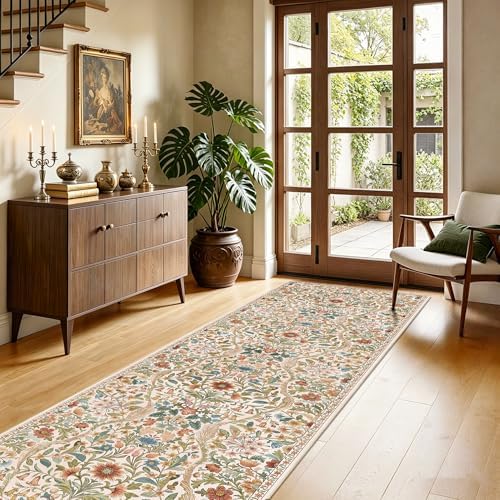2’6″x 8’Floral Runner Rug for Kitchen Washable Hallway Runner - Image 4