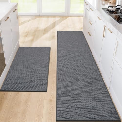Kitchen Rugs Set of 2, Washable Floor Mats, Khaki 20x32+20x60in by Unknown
