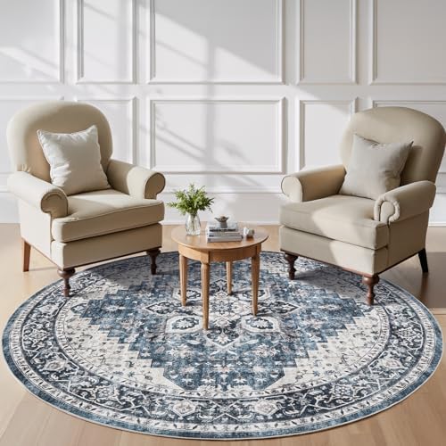 Amada Round 6x6 Washable Area Rug by AMADAHOMEFURNISHING