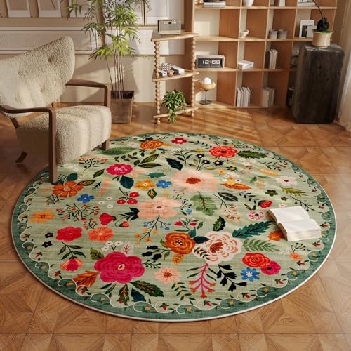 Rugcomf Round Area Rug 4ft Washable by Rugcomf