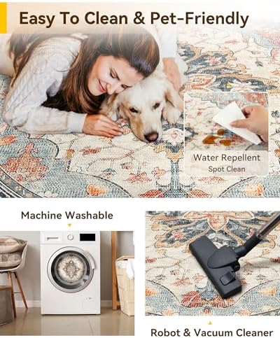 RELEANY Washable Area Rug, Round 7ft - Image 4