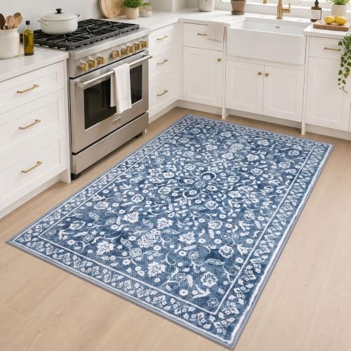 Vintage Washable Rugs for Entryway 4x5 Area Rug Non Slip Door Mat - Image 3
