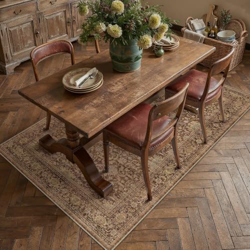 HUGEAR Red Brown Washable 3x5 Area Rugs - Image 2