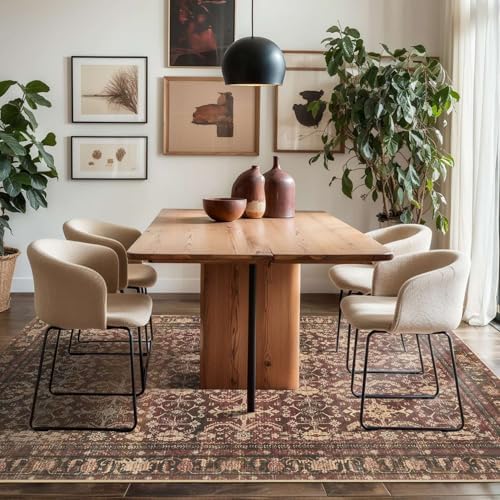 Rugxara Red Area Rugs 5x7 Washable Oriental Rug - Image 4