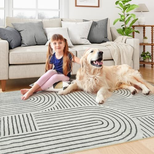 Lahome Abstract Bedroom Rug, Soft Black 4x6 Rug Washable Rugs - Image 5