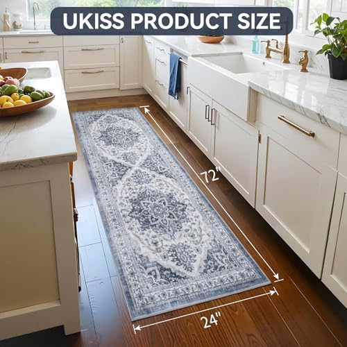 UKISS Washable Runner Rug ，2x6 Non-Slip Soft Boho Vintage Hallway Runner Rugs， - Image 2