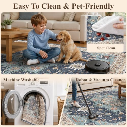 Vintage Area Rug 5x8: Machine Washable Area Rug - Image 5