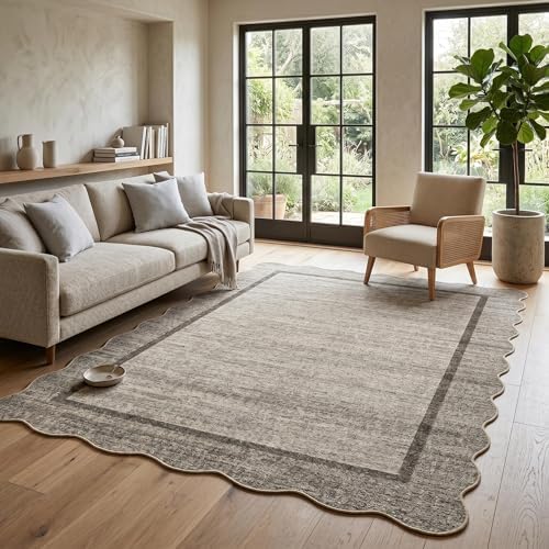 GarveeHome Scalloped Washable Rug 6x9 Rugs by GarveeHome
